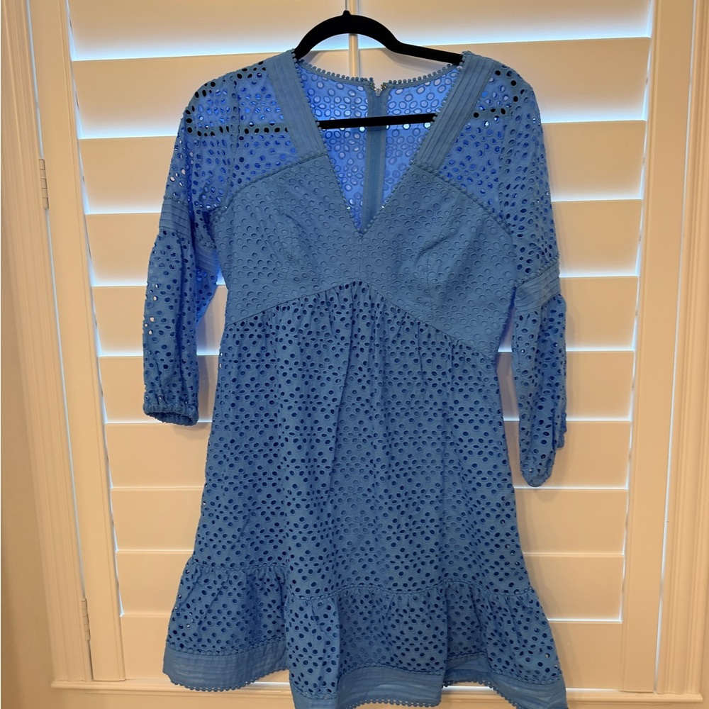 Lilly Pulitzer Periwinkle Eyelet V-Neck Mini Dress